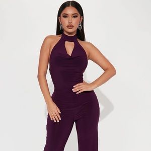 ~Vehement Vigilance:Violet Mock Neck Jumpsuit w/Cowl Neck Accentuation~